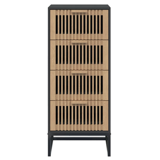Credenza cassettiera cassettiera mobile contenitore organizer cucina soggiorno soggiorno alto 40 x 30 x 95 cm derivati ​​del legno nero 02_0034918