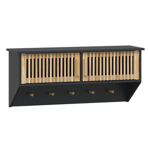Armadietto Parete con Ganci Nero 80x24x35,5cm Legno Multistrato 352131