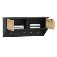 Armadietto Parete con Ganci Nero 80x24x35,5cm Legno Multistrato 352131