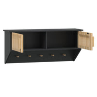 Armadietto Parete con Ganci Nero 80x24x35,5cm Legno Multistrato 352131