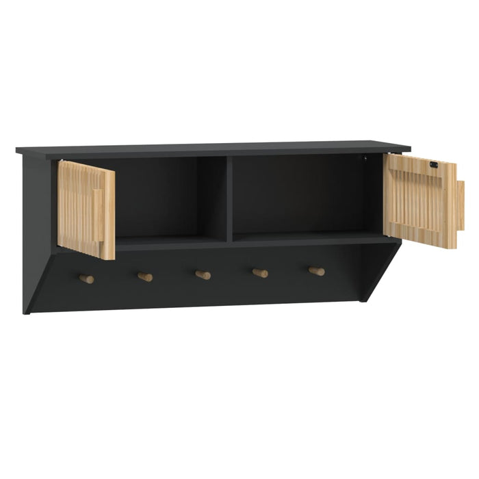 Armadietto Parete con Ganci Nero 80x24x35,5cm Legno Multistrato 352131
