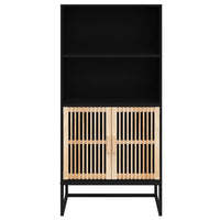 Credenza-Buffet-Armadio da cucina Nera 60x35x125 cm in Legno Multistrato