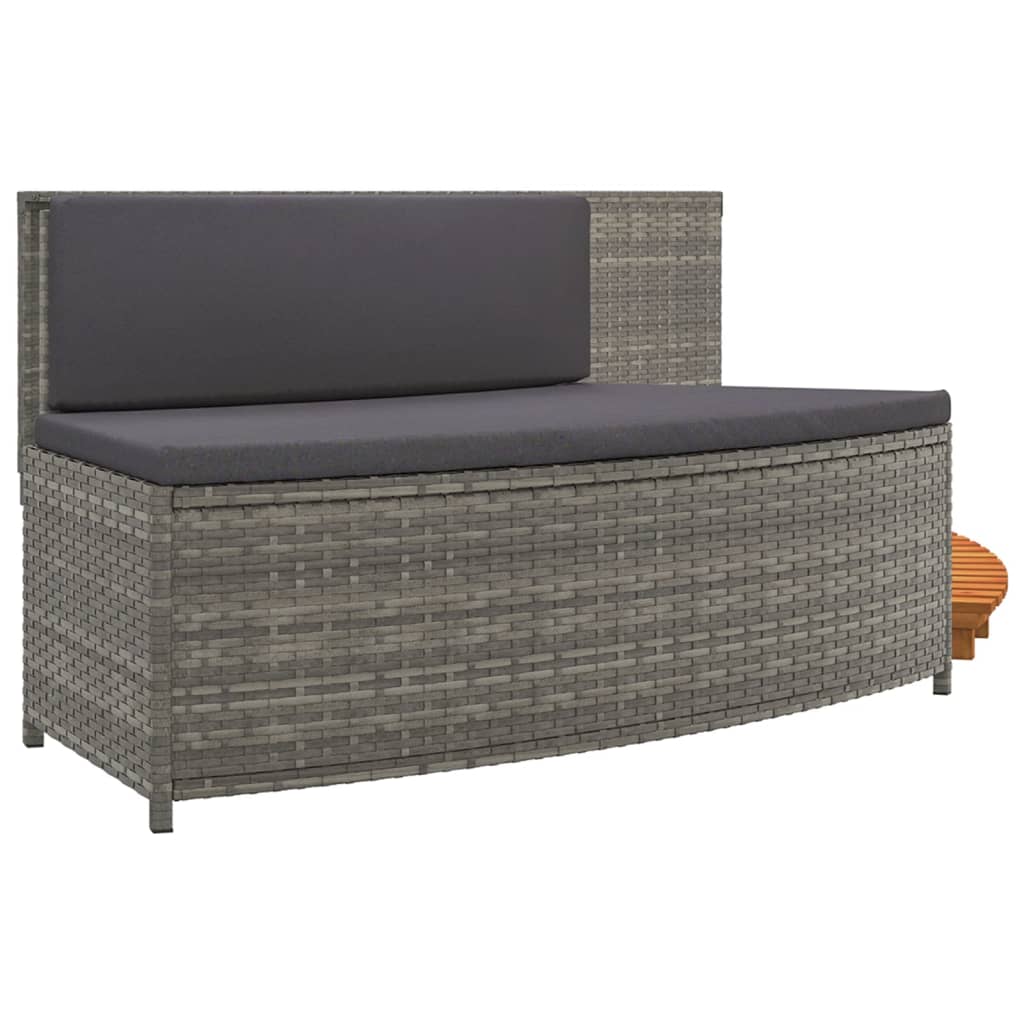 Bordo per Spa Grigio in Polyrattan e Legno Massello di Acacia 362258