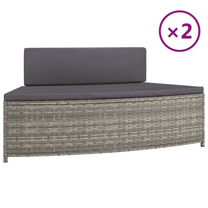 Panche per Spa con Cuscini 2 pz in Polyrattan Grigio
