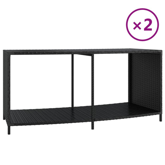 Scaffali Portaoggetti 2 pz in Polyrattan Nero 362264