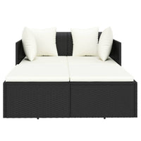 Lettino con Cuscini Nero 182x118x63 cm in Polyrattancod mxl 70311