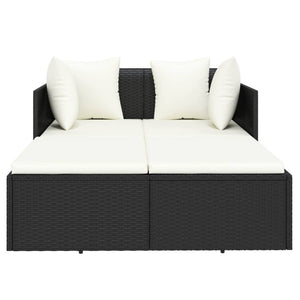 Lettino con Cuscini Nero 182x118x63 cm in Polyrattancod mxl 70311