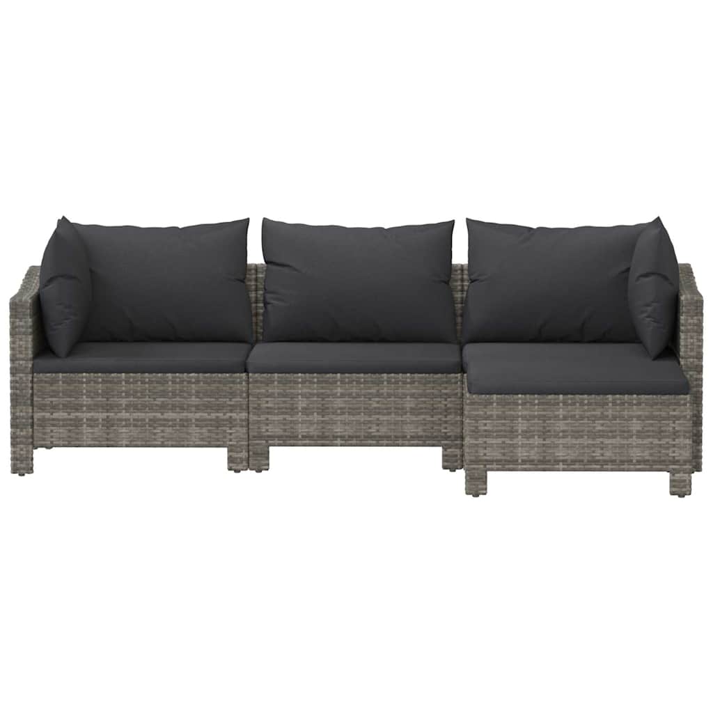 Set Divani da Giardino 4 pz con Cuscini in Polyrattan Grigio 362687