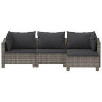 Set Divani da Giardino 4 pz con Cuscini in Polyrattan Grigio 362687