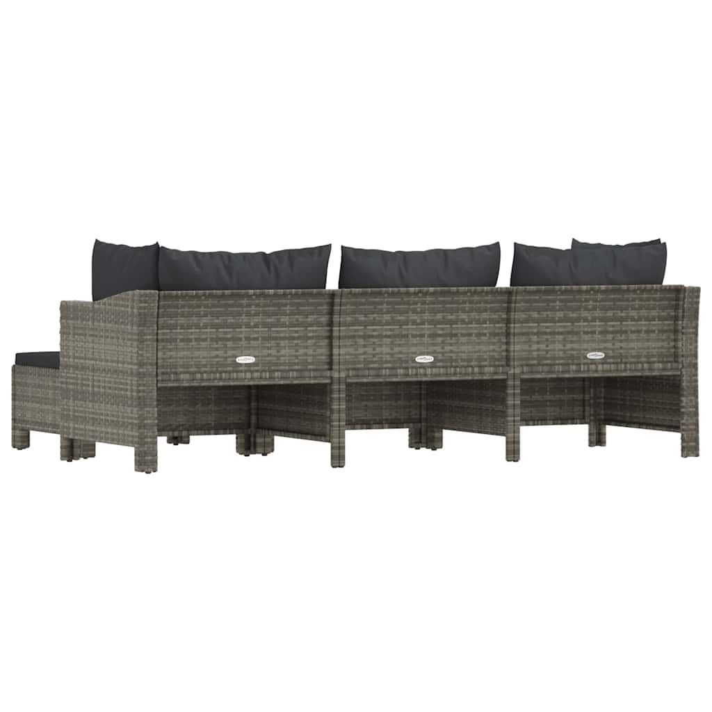 Set Divani da Giardino 4 pz con Cuscini in Polyrattan Grigio 362687
