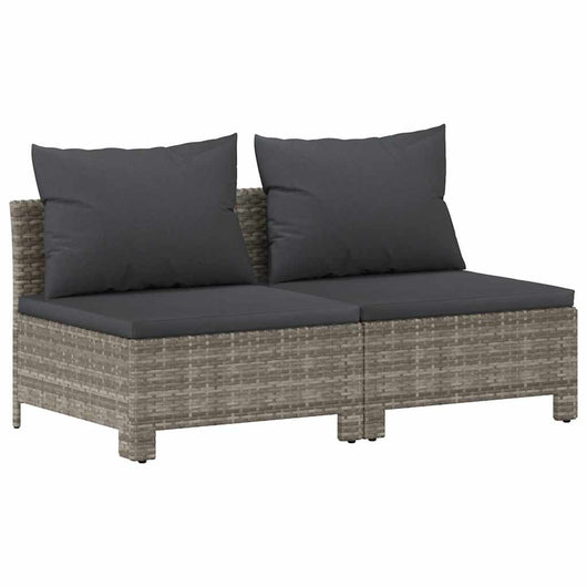 Divano da Giardino a 2 Posti con Cuscini in Polyrattan Grigio 362691