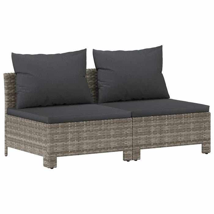 Divano da Giardino a 2 Posti con Cuscini in Polyrattan Grigio 362691