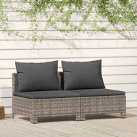 Divano da Giardino a 2 Posti con Cuscini in Polyrattan Grigio 362691