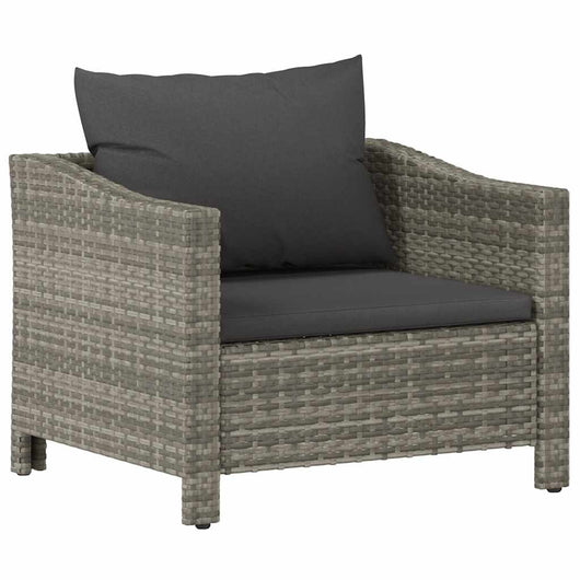 Poltrona da giardino con cuscino grigio in polyrattan 362693