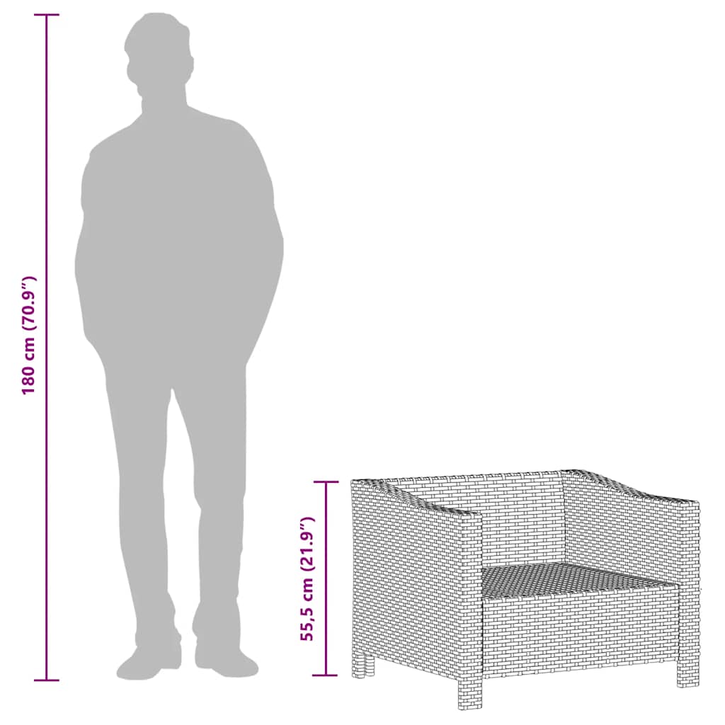 Poltrona da giardino con cuscino grigio in polyrattan 362693