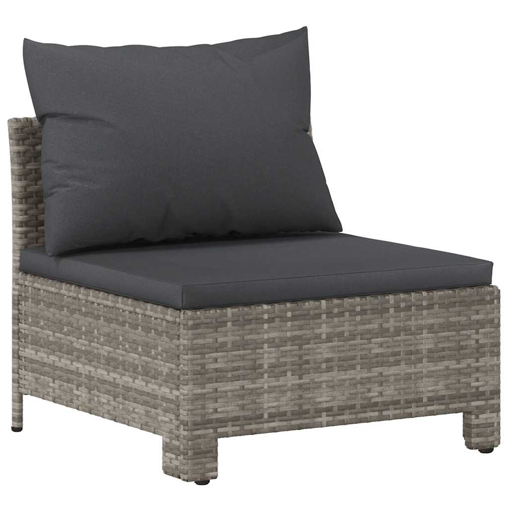 Divano da giardino centrale con cuscino grigio in polyrattan 362694