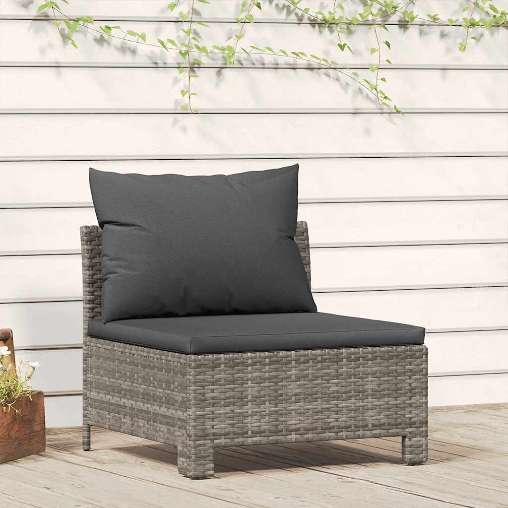 Divano da giardino centrale con cuscino grigio in polyrattan 362694