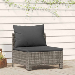Divano da giardino centrale con cuscino grigio in polyrattan 362694