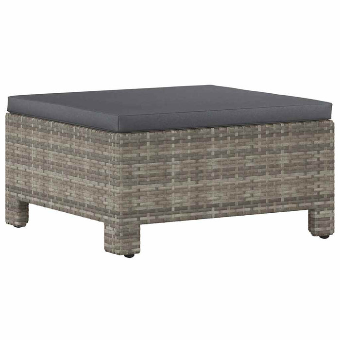 Poggiapiedi da giardino con cuscino grigio in polyrattan 362695