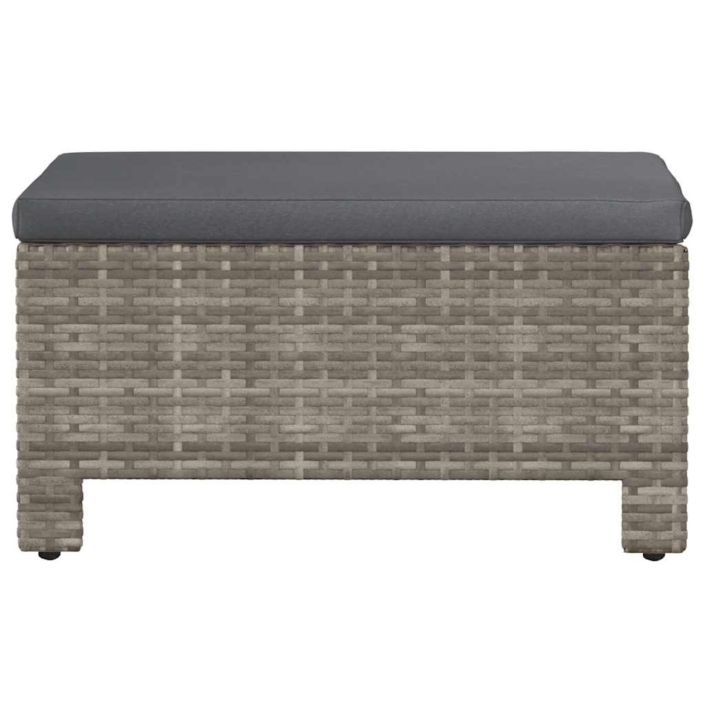 Poggiapiedi da giardino con cuscino grigio in polyrattan 362695