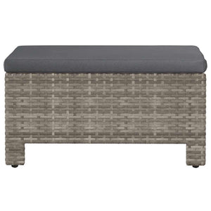Poggiapiedi da giardino con cuscino grigio in polyrattan 362695