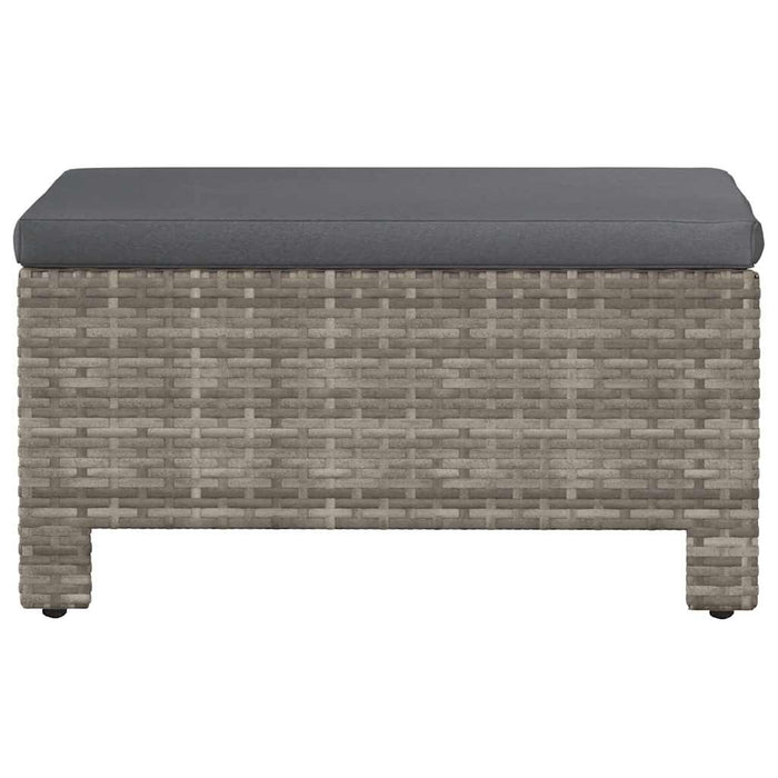 Poggiapiedi da giardino con cuscino grigio in polyrattan 362695