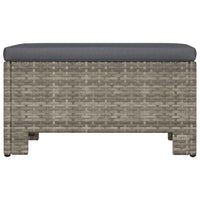 Poggiapiedi da giardino con cuscino grigio in polyrattan 362695