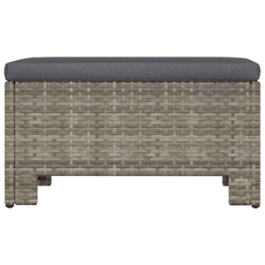 Poggiapiedi da giardino con cuscino grigio in polyrattan 362695
