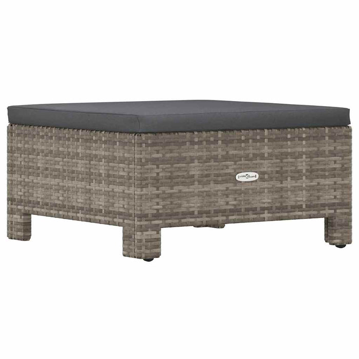 Poggiapiedi da giardino con cuscino grigio in polyrattan 362695