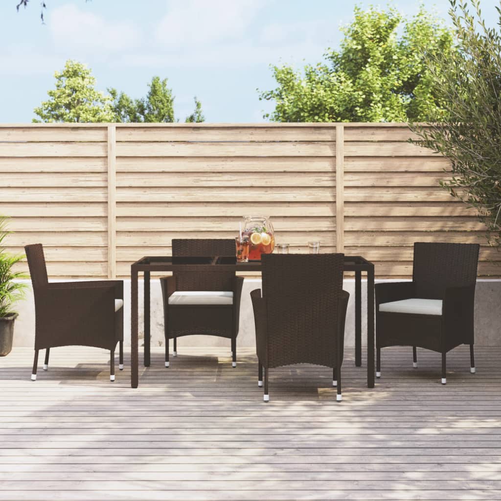 vidaXL Sedie da giardino con cuscini 4 pz in polyrattan marrone (solo UK/IE/FI/NO)