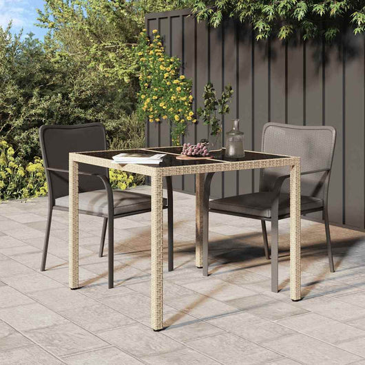 Tavolo da Pranzo da Giardino Beige 90 x 90 x 75 cm Poly Rattan 362536