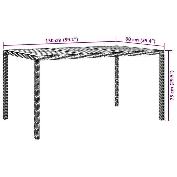 Tavolo da Pranzo da Giardino Grigio 150 x 90 x 75 cm 362545