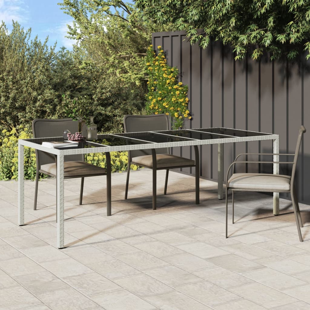Tavolo Giardino Bianco 250x100x75 cm Polyrattan Vetro Temperatocod mxl 78998