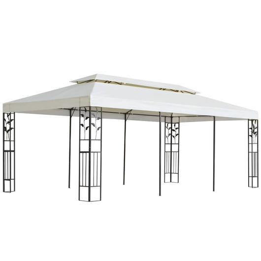 Gazebo con Tetto Doppio Bianco 6x3 m in Acciaiocod mxl 92957