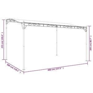 Tettoia Antracite 4x3 m 180 g/m² Tessuto e Acciaio 362395