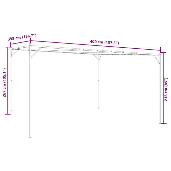Gazebo Antracite 4x4 m 180 g/m² Tessuto e Acciaio 362465
