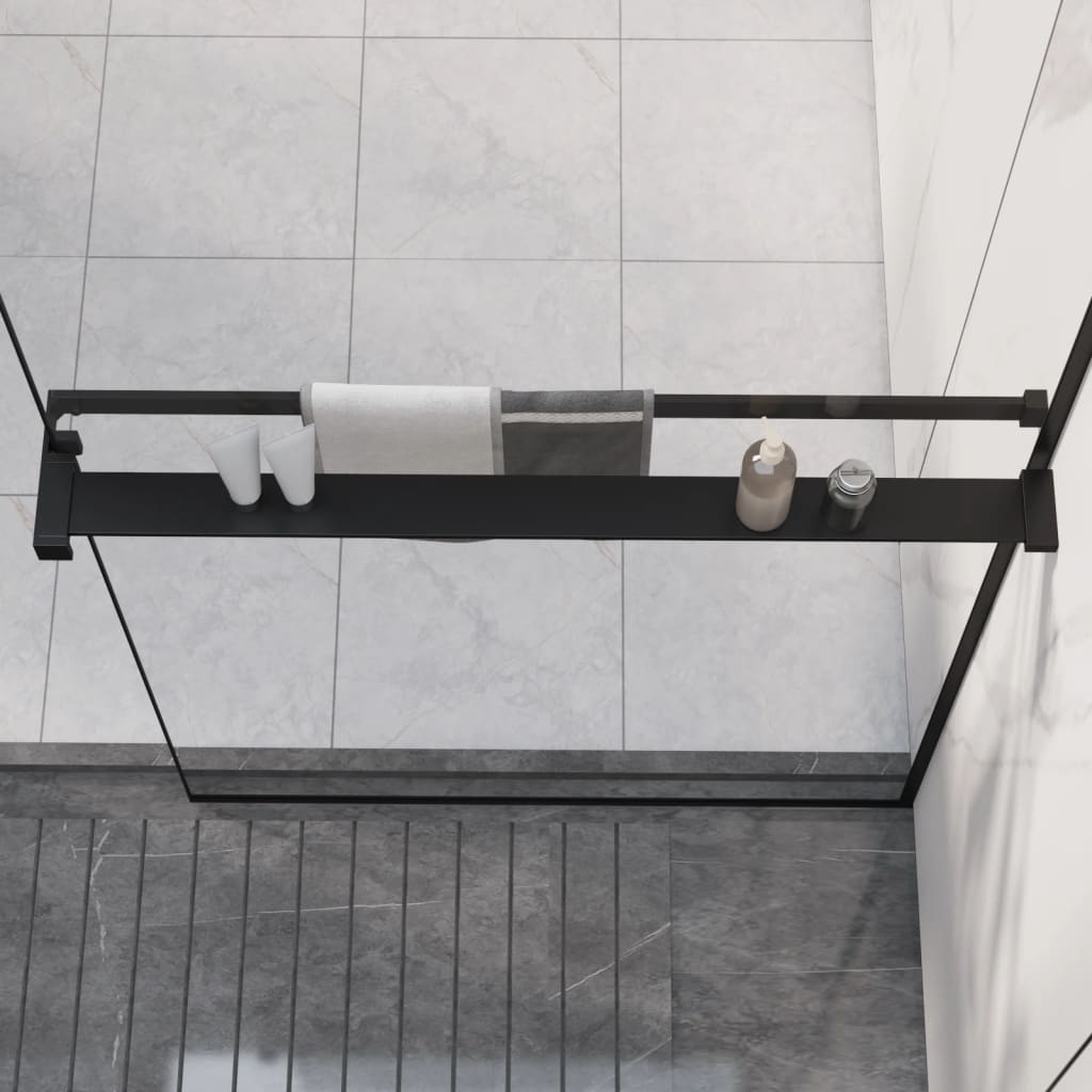 Mensola Doccia a Parete per Doccia Walk-in Nera 80 cm Alluminio 153615