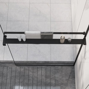 Mensola Doccia a Parete per Doccia Walk-in Nera 80 cm Alluminio 153615