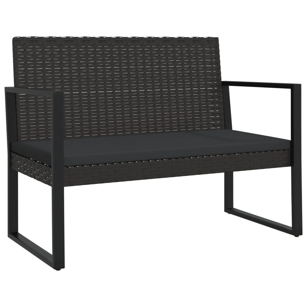 Panca da Giardino con Cuscini Nera 106 cm in Polyrattan 362325