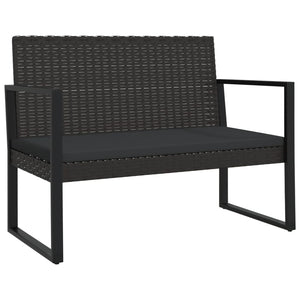 Panca da Giardino con Cuscini Nera 106 cm in Polyrattan 362325