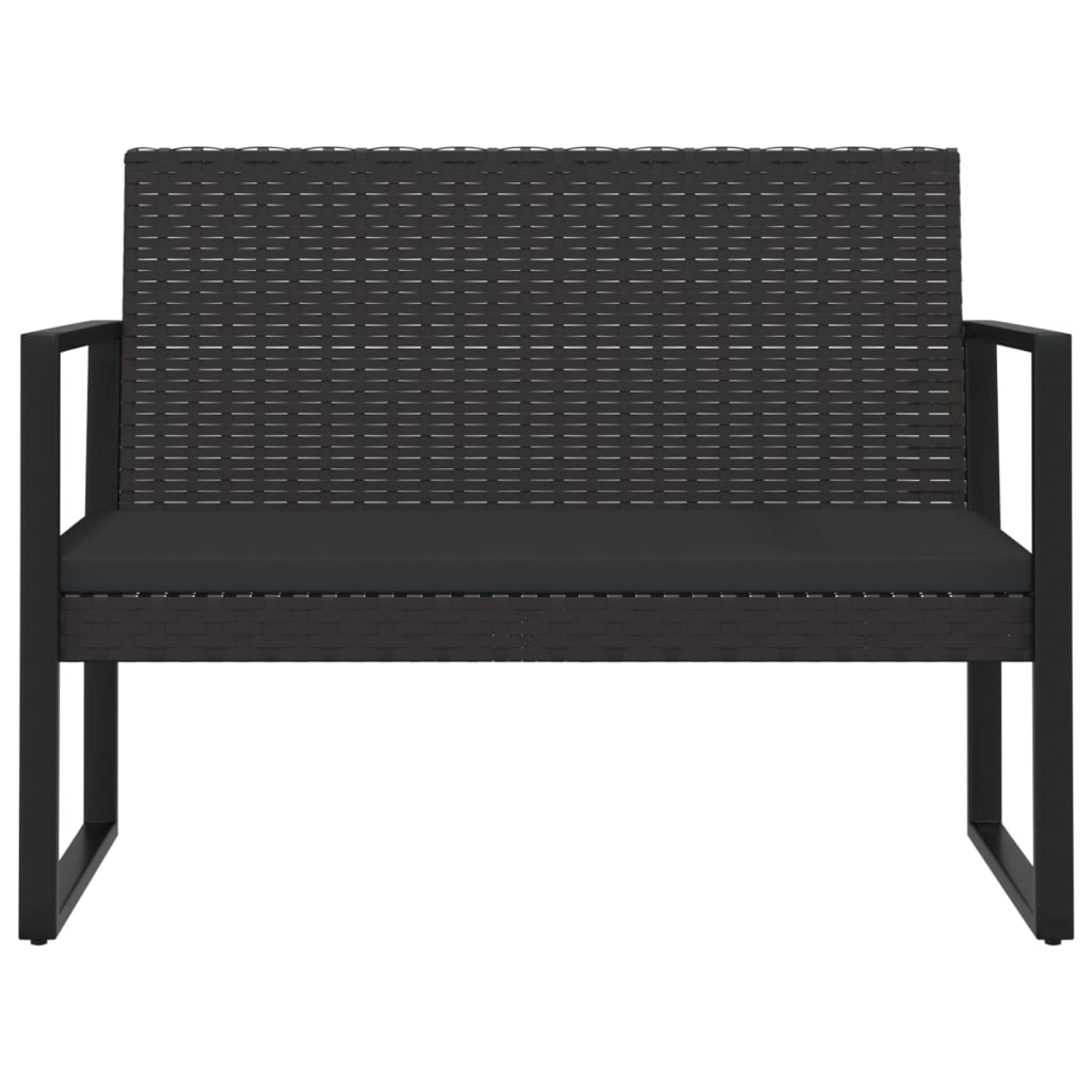 Panca da Giardino con Cuscini Nera 106 cm in Polyrattan 362325