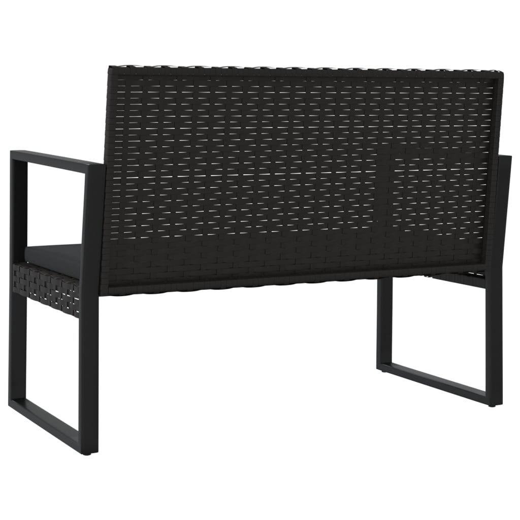 Panca da Giardino con Cuscini Nera 106 cm in Polyrattan 362325