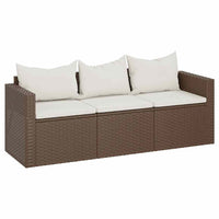 Divano da Giardino a 3 Posti con Cuscini in Polyrattan Marrone 362326
