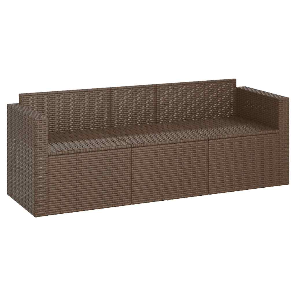 Divano da Giardino a 3 Posti con Cuscini in Polyrattan Marrone 362326