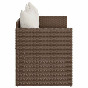 Divano da Giardino a 3 Posti con Cuscini in Polyrattan Marrone 362326