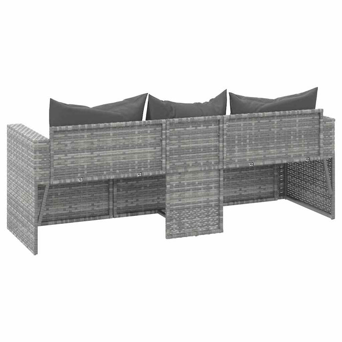 Divano da Giardino a 3 Posti con Cuscini in Polyrattan Grigio 362328