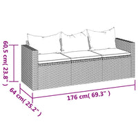 Divano da Giardino a 3 Posti con Cuscini in Polyrattan Grigio 362328