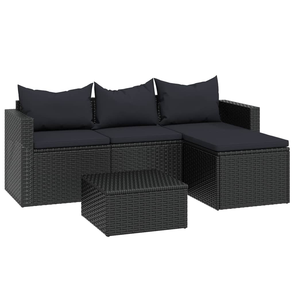 Set Divani da Giardino Nero in Polyrattan 362330