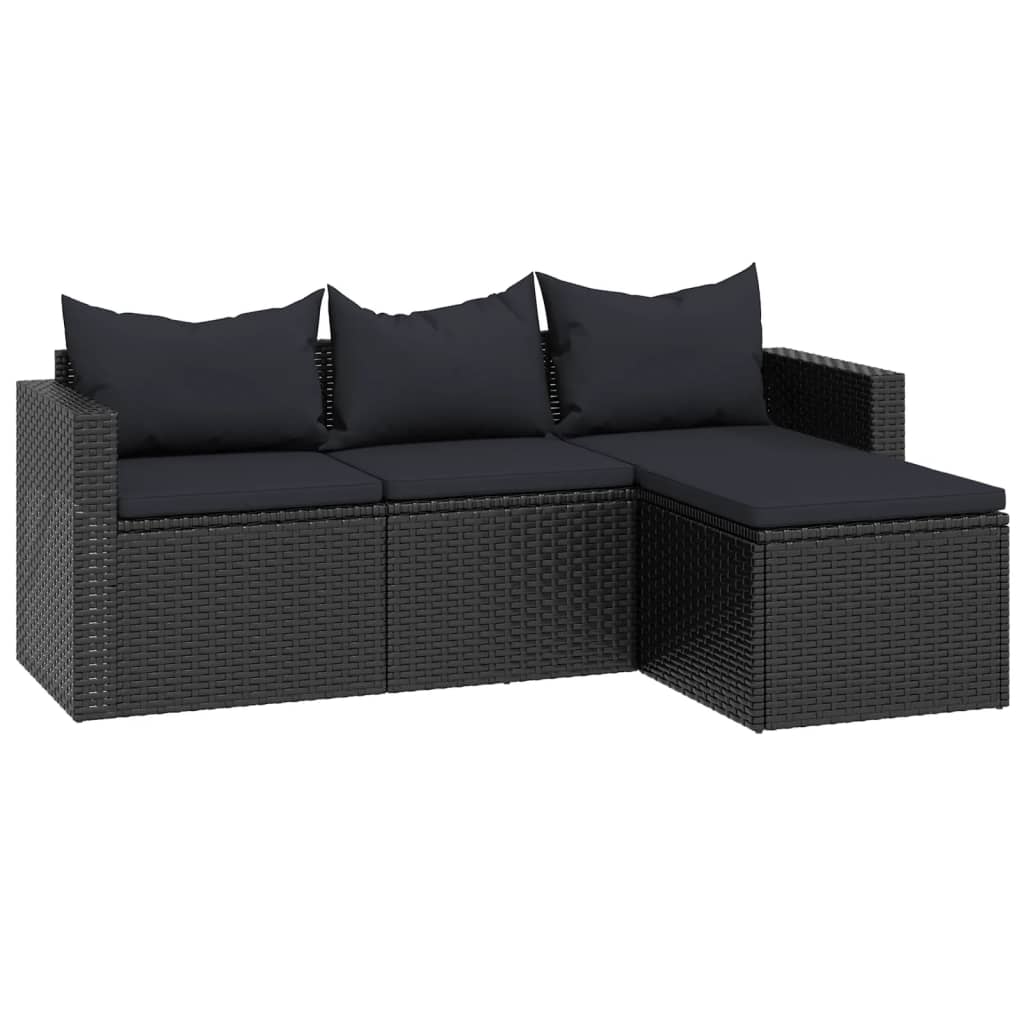 Set Divani da Giardino Nero in Polyrattan 362330