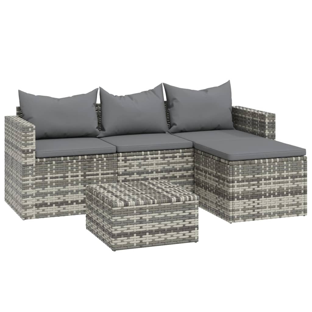 Set Divani da Giardino 3 pz con Cuscini in Polyrattan Grigio 362331